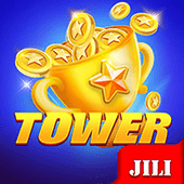 Tower game icon with a rising tower